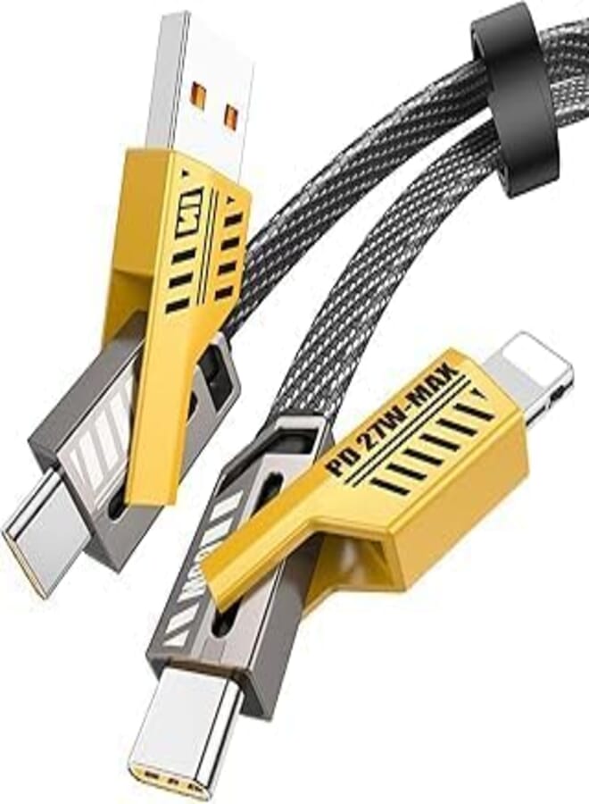 Sonix Tech 4-in-1 27W 65W USB-C Fast Charging Cable for iPhone, Samsung Galaxy S23, 3.3 Feet Length